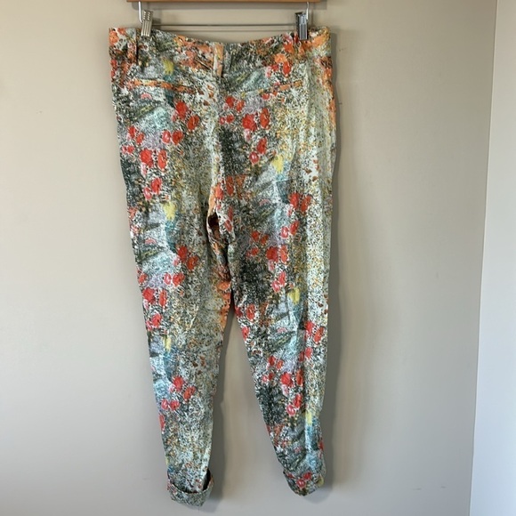Alice and Olivia Silk Pant MultiColored Abstract Floral Print Trouser Cropped 10 - Picture 6 of 14